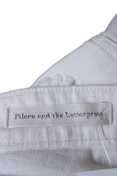 Pilcro and the Letterpress Anthropologie Womens White Embroidered Jeans Size 25