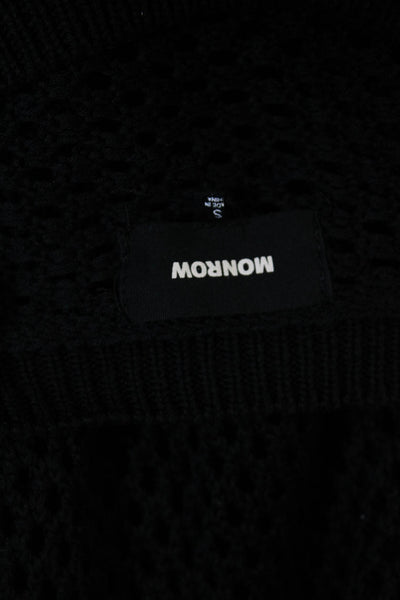 Monrow Womens Open Knit Sweater Shorts Set Black Cotton Size Small/Large