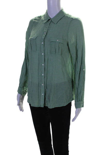 Joie Women's Collared Long Sleeves Button Down Plaid Shirt Green Size S