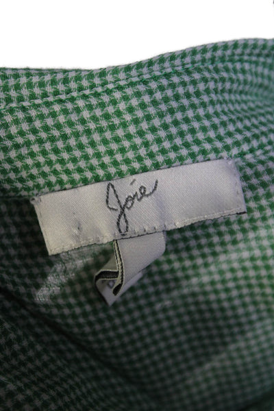 Joie Women's Collared Long Sleeves Button Down Plaid Shirt Green Size S