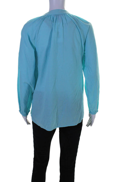 Lilly Pulitzer Women's Round Neck Long Sleeves Embroidered Blouse Blue Size S