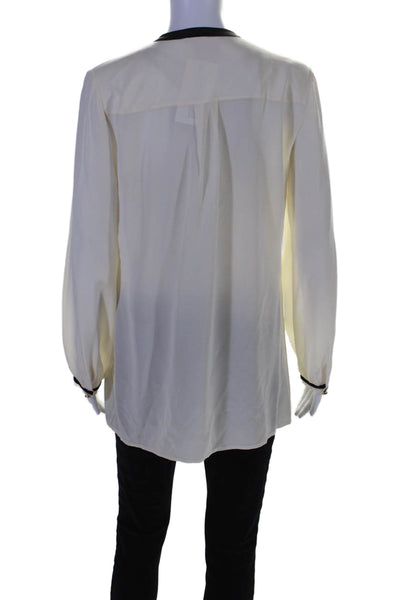 Tory Burch Women's Round Neck Long Sleeves Silk Blouse Cream Size 10