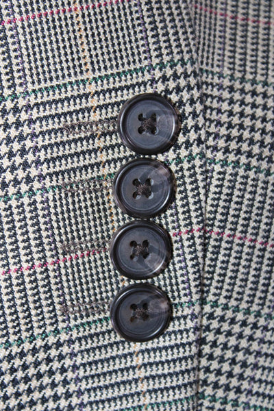 Ralph Ralph Lauren Mens Textured Tweed Collared Button Plaid Blazer Brown Size 4