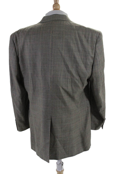 Ralph Ralph Lauren Mens Textured Tweed Collared Button Plaid Blazer Brown Size 4