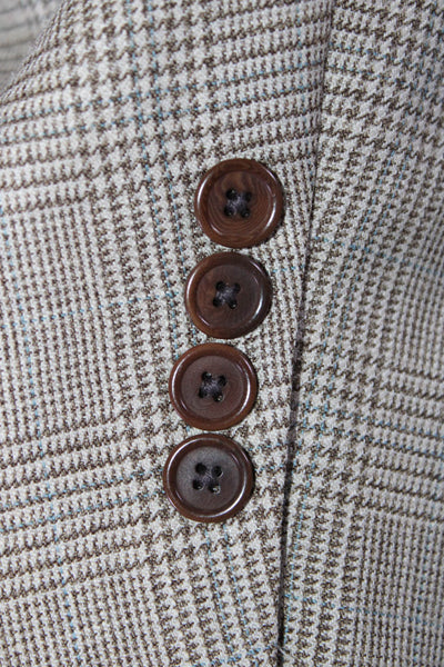 Oak Creek Mens Tweed Textured Collar Plaid Button Blazer Jacket Brown Size 40