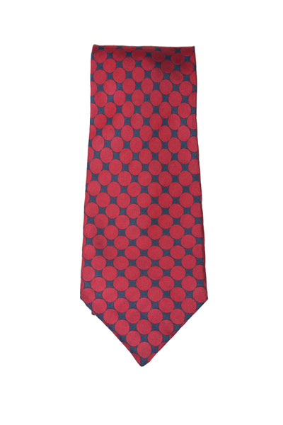 Lanvin Mens Satin Textured Shiny Graphic Printed Colorblock Classic Tie Red OS