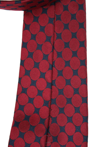 Lanvin Mens Satin Textured Shiny Graphic Printed Colorblock Classic Tie Red OS