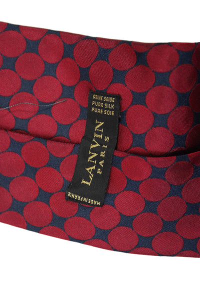 Lanvin Mens Satin Textured Shiny Graphic Printed Colorblock Classic Tie Red OS