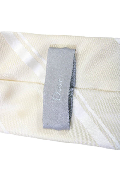 Dior Mens Textured Lined Stripped Shiny Classic Tie Nude Beige OS