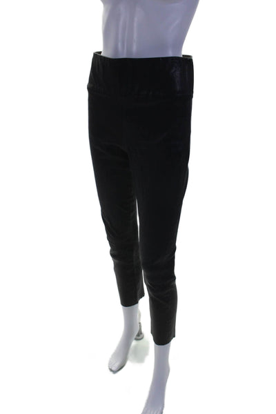 SPRWMN Womens Leather Elastic Waist High-Rise Skinny Pants Navy Size L