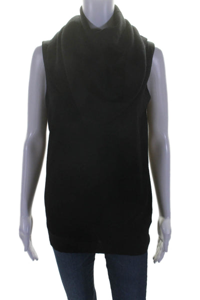 Robert Rodriguez Womens Stretch Wool Cowl Neck Sleeveless Knit Top Black Size M