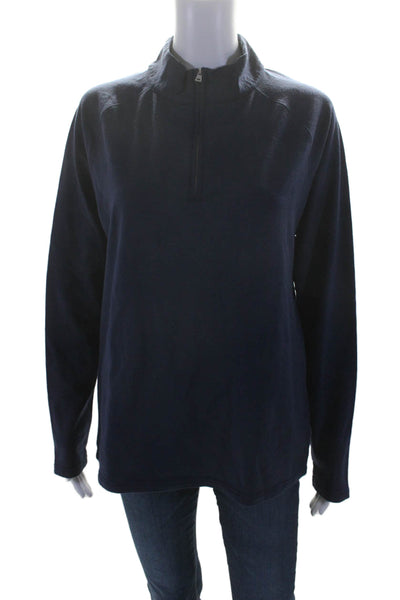 Peter Millar Womens Mock Neck Full Zip Long Sleeve Sweater Navy Size S