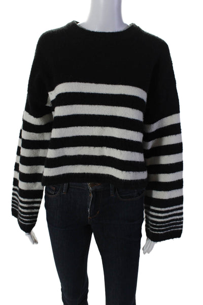 Z Supply Womens Textured Round Neck Pullover Stripped Sweater Black Size M