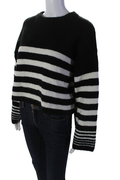 Z Supply Womens Textured Round Neck Pullover Stripped Sweater Black Size M