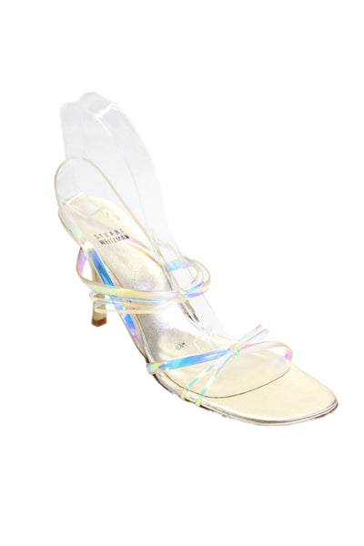 Stuart Weitzman Womens Square Toe Strappy Holographic Heels Clear Size 8.5M