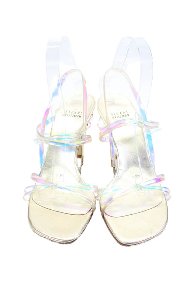 Stuart Weitzman Womens Square Toe Strappy Holographic Heels Clear Size 8.5M