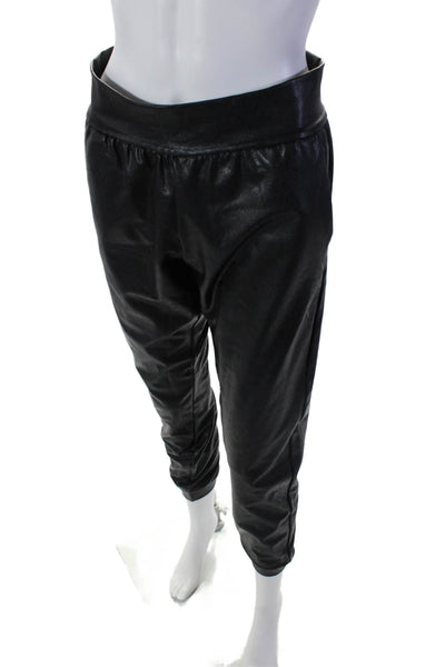 Commando Womens Black Vegan Leather High Rise Cuff Ankle Jogger Pants Size S