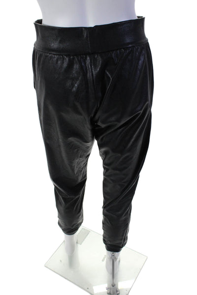 Commando Womens Black Vegan Leather High Rise Cuff Ankle Jogger Pants Size S