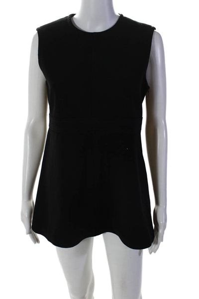 Louis Vuitton Womens Side Zip Sleeveless Crew Neck Mini Dress Black Size IT 40