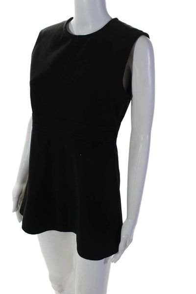 Louis Vuitton Womens Side Zip Sleeveless Crew Neck Mini Dress Black Size IT 40