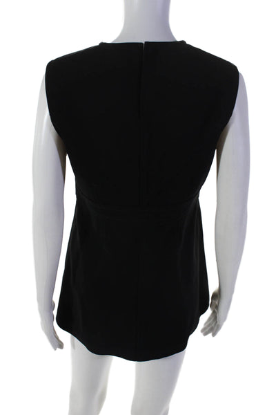 Louis Vuitton Womens Side Zip Sleeveless Crew Neck Mini Dress Black Size IT 40