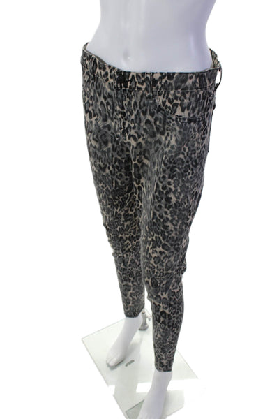 J Brand Womens Snow Leopard Print Super Skinny Leg Jeans Beige Black Size 29