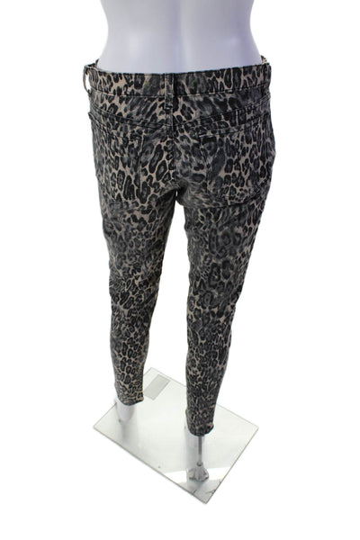 J Brand Womens Snow Leopard Print Super Skinny Leg Jeans Beige Black Size 29