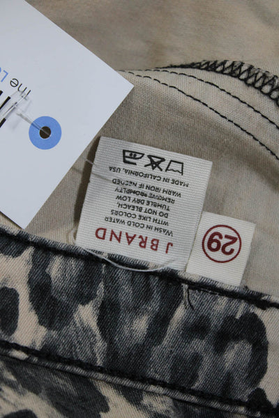 J Brand Womens Snow Leopard Print Super Skinny Leg Jeans Beige Black Size 29