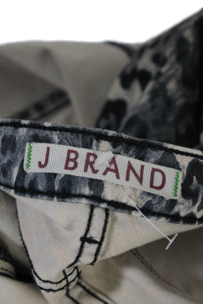 J Brand Womens Snow Leopard Print Super Skinny Leg Jeans Beige Black Size 29