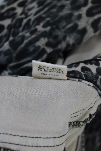 J Brand Womens Snow Leopard Print Super Skinny Leg Jeans Beige Black Size 29
