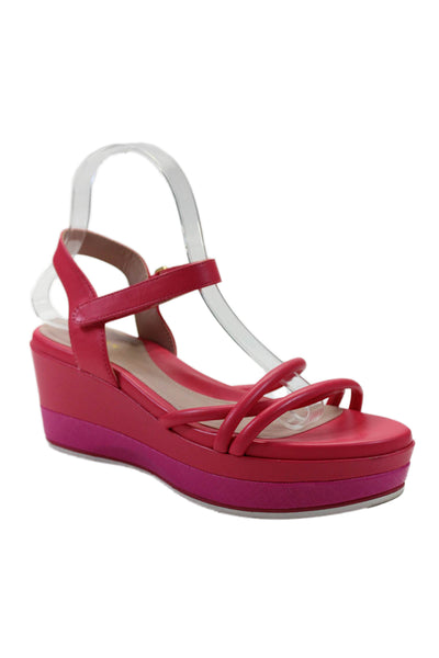 Cole Haan Womens Leather Platform Slingbacks Wedge Sandals Pink Size 8 B