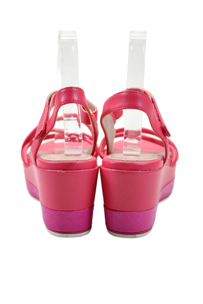 Cole Haan Womens Leather Platform Slingbacks Wedge Sandals Pink Size 8 B