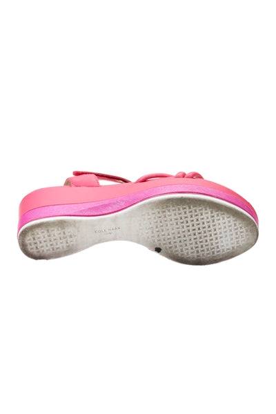 Cole Haan Womens Leather Platform Slingbacks Wedge Sandals Pink Size 8 B