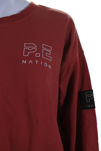 P.E Nation Womens Graphic Printed Cotton Crew Neck Sweatshirt Orange Size S