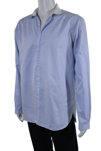 The Kooples Mens Cotton Long Sleeve Button Down Dress Shirt Blue Size XL