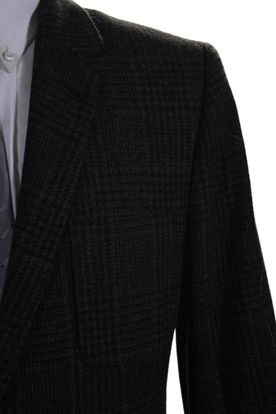 AMI Alexandre Mattiussi Mens Wool Houndstooth Plaid Blazer Gray Size 38"