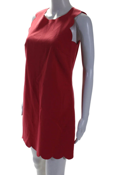 J Crew Womens Sleeveless Scalloped Trim Shift Dress Red Size 0