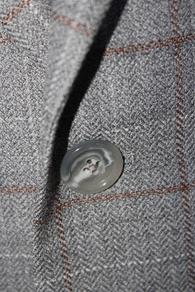 Nordstrom Mens Gray Wool Plaid Three Button Long Sleeve Blazer Size 44L