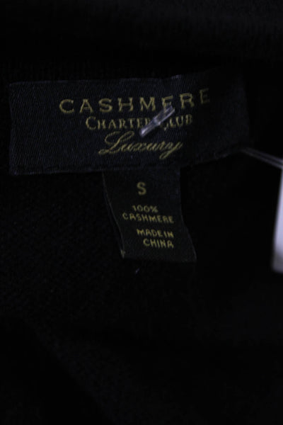 Cashmere Charter Club Women's Long Sleeves Open Front Cardigan Black Size S