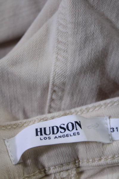 Hudson Women's High Waist Five Pockets Straight Leg Denim Pants Cream Size 31