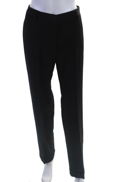 Theory Womens Wool Button Zip Lined Wide Leg Dress Pants Black Size 4