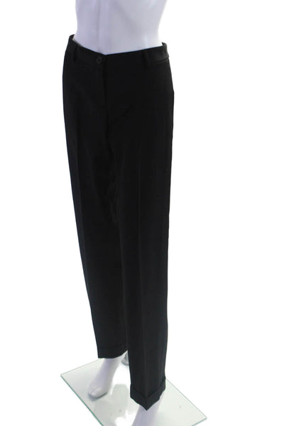 Theory Womens Wool Button Zip Lined Wide Leg Dress Pants Black Size 4