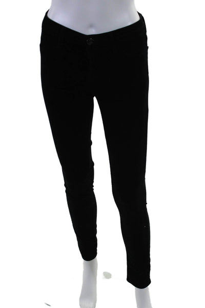 J Brand Womens Cotton Velvet Buttoned Zipped Skinny Leg Pants Black Size EUR 24