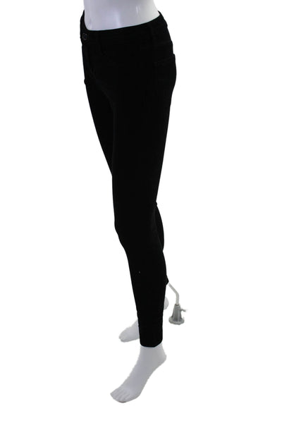 J Brand Womens Cotton Velvet Buttoned Zipped Skinny Leg Pants Black Size EUR 24