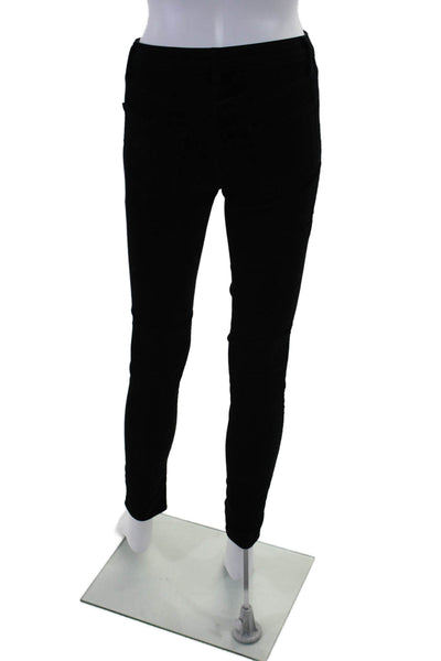 J Brand Womens Cotton Velvet Buttoned Zipped Skinny Leg Pants Black Size EUR 24