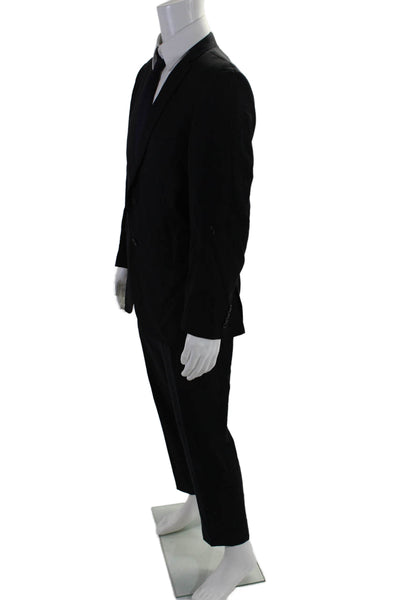 Wool & Cashmere Mens Notch Lapel Two Button 2 Piece Suit Black Size 40