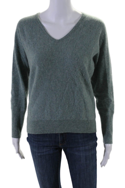 Magaschoni Womens Long Sleeve V Neck Cashmere Sweatshirt Green Size Small