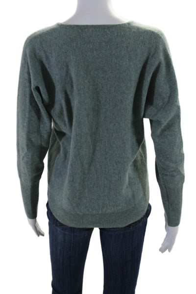 Magaschoni Womens Long Sleeve V Neck Cashmere Sweatshirt Green Size Small