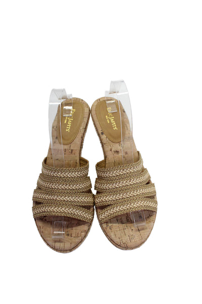 Eric Javits Womens Woven Cork Slide On Wedge Sandals Beige Size 11 Medium