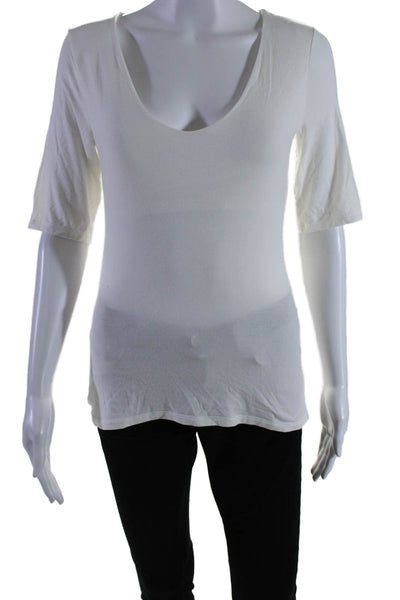 T Alexander Wang Womens 3/4 Sleeves V Neck Pullover Blouse White Size Medium